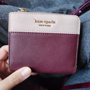 Kate Spade leather wallet compact bifold pink purple